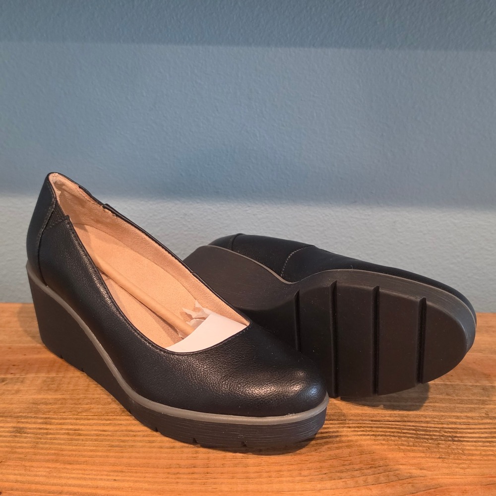 Soul Naturalizer Womens Wedge Pump Black Platform Round Toe Slip On Size 7.5